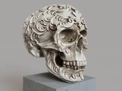 Human skull decorative sculpture 3D model