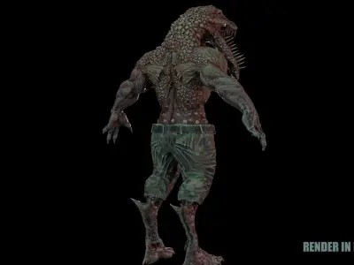 Crocodile Mutant Low-poly 3D model