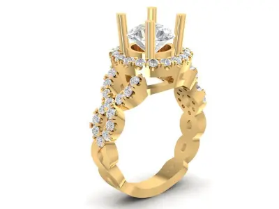 Luxury Halo Diamond Engagement Ring Jewelry 3D Model 1502 3D print model