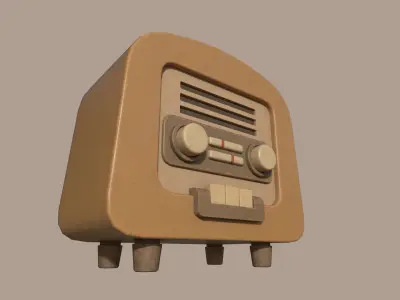 Low-poly Simple Stylized Retro Radio Low-poly 3D model