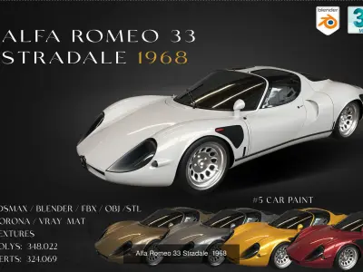 9 models of  Alfa-Romeo cars 3D Model Pack