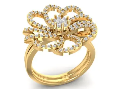 Luxury Flower Bloom Diamond Ring for Women 3D Model 1497 3D print model