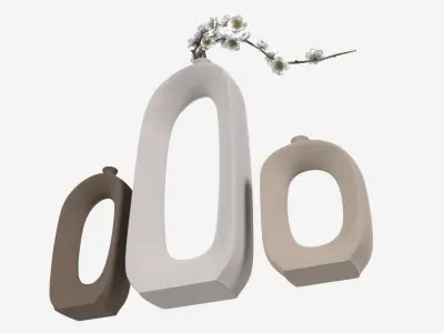 Brushed Ceramic Flower Vases 3D model