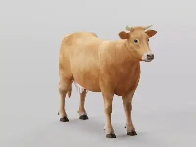 Domestic Cattle Oxen Animals Low-poly 3D model