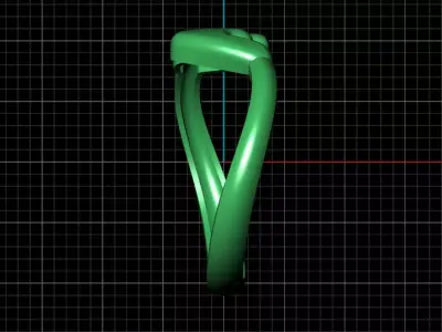 W alphabet bypass shell hallow ring 3D print model