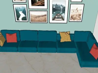 L section Modern sofa Low-poly 3D model