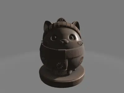 Fluffy Winter Kitty 3D print model