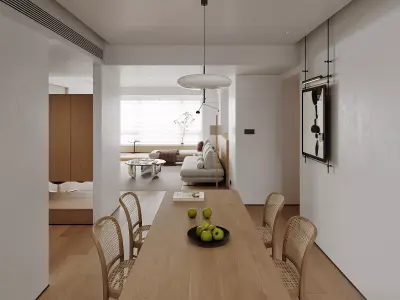 Modern living room dining room interior scenes 159 3D model