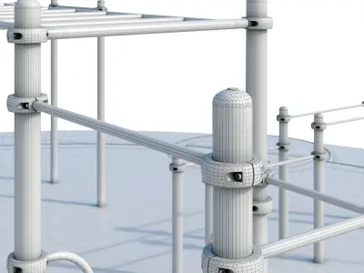 Sports ground with pull up bars Round 3D model
