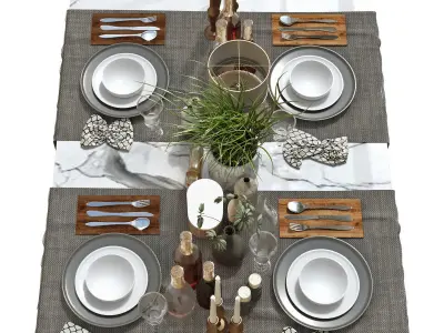 Tableware set 150 Low-poly 3D model