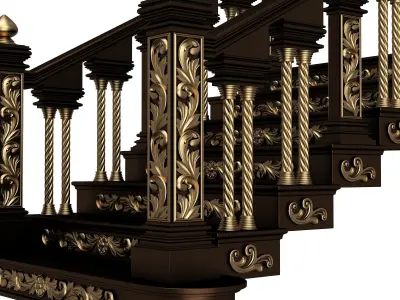 Carved Stair 04 Black Low-poly 3D model