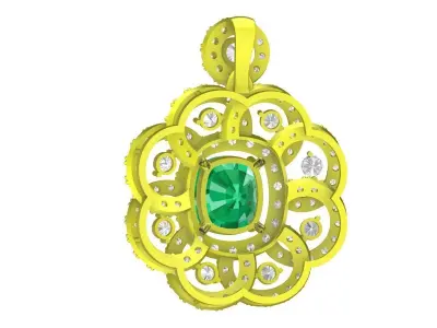 Luxury Halo Emerald Pendant 5823 3D print model