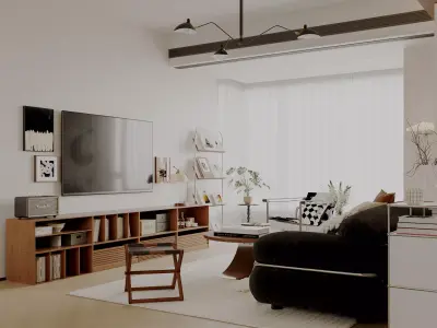 Modern living room dining room interior scenes 138 3D model