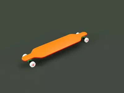 Skateboard orange longboard 3D model