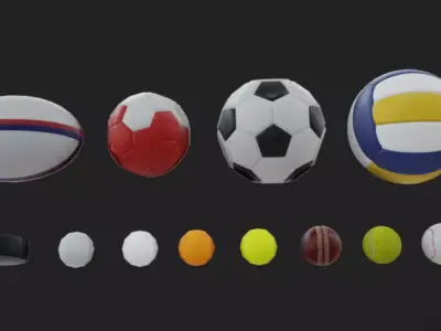 Sports Objects Low-poly 3D model