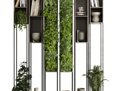 Metal Shelves Decorative With Plants and Book 3D model