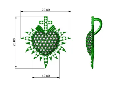 Sacred Heart Pendant - Jewelry - 3D - PG-211 3D print model
