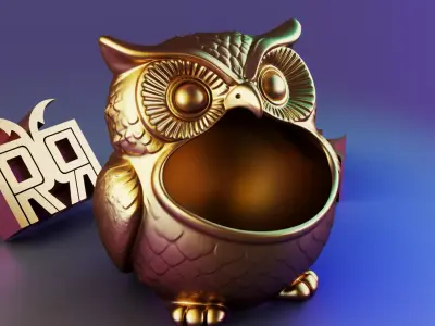 Owl Sculpture Desk Organizer Entryway Key Holder 3D print model