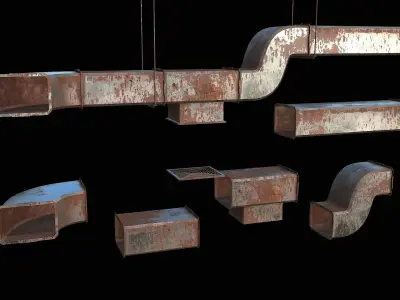 Ventilation Modular PBR 04 Low-poly 3D model