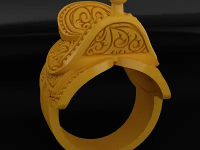 Horse Saddle Engraved Ring 3D print model