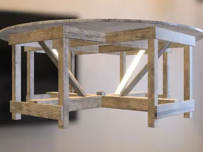 Rustic Round Wooden Table 3D model