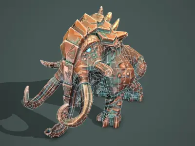 Statue mammoth Low-poly 3D model
