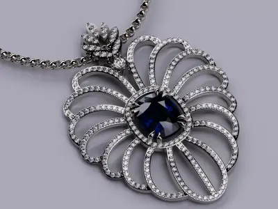 Pendant Diamond and Sapphire 01 3D print model