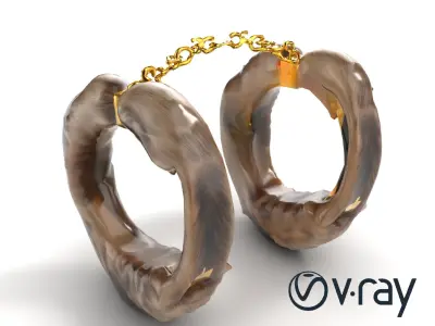 Luxury Fur Handcuffs with Gold Details model pack Low-poly 3D model