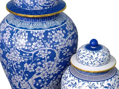 Decorative floor porcelain vase flowerpot pot urn jar Chinese  3D model