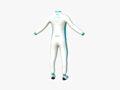 Racing Pilot Uniform A02 White Blue - Character Clothing Design Low-poly 3D model