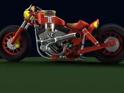 B I K E motorcycle on field 3D model