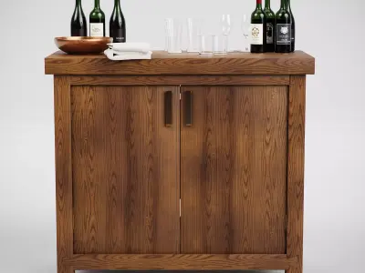 Reed Buffet Table 40 Inch Crate and Barrel 3DSsMax and UE5 C Low-poly 3D model