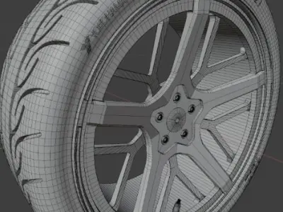 Car-tires-21-inch-Speedline-corse-Yokohama tire Low-poly 3D model