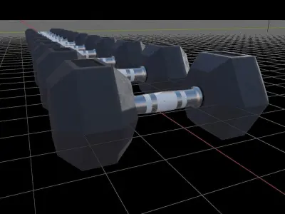Dumbbell Set Low-poly 3D model