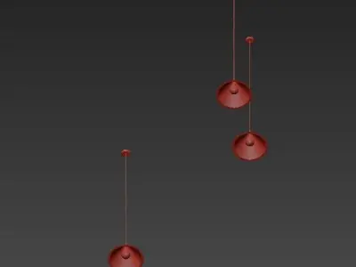 Annular hanging lamp with three lights 3D model