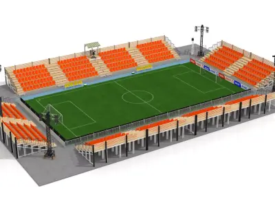 Mini Football Stadium Low-poly 3D model