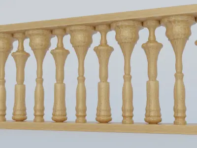 Classic Wooden Balustrade Ornate Fence Pillar 3D model