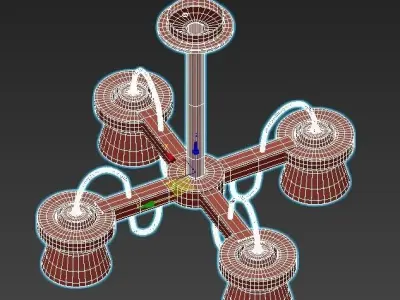 liustra four light chandelier wood 3D model