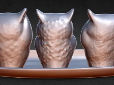 3 owl see hear say no evil 3D print model