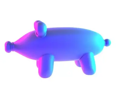 Violet Piggy Balloon Decoration Props Second Life toy 3D print model