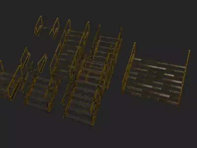 Metal Stairs Pack Low-poly 3D model