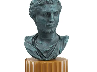 Septimius Severus Roman bust pedestal Low-poly 3D model