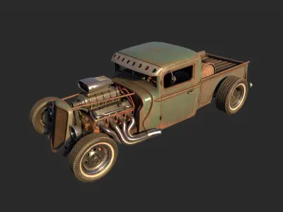 Hot Rod Truck - Custom 3D MidPoly 3D model