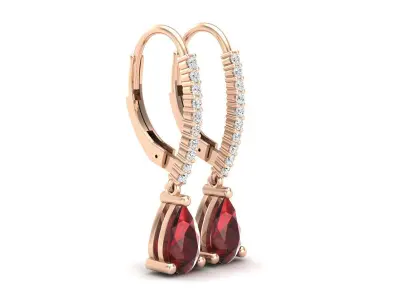 AV 553 Pear and Round Cut Diamond Ladies Dangling Drop Earrings 3D print model