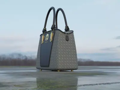 Modern Classic Chic Contrast Luxury Handbag 3D model