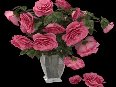 Pink Roses 3D model
