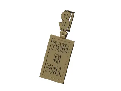 Dollar bail paid in full pendant  3D print model