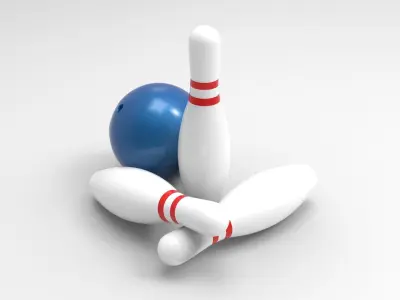 Bowling Set ball and pins Low-poly 3D model