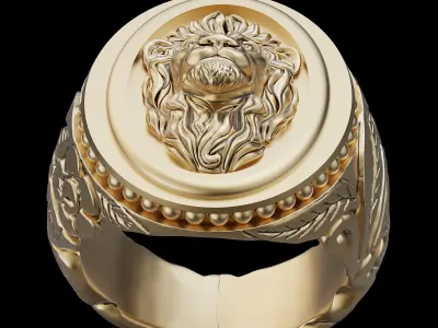 Lion ring silver gold jewelry printable 3d model 3D print model
