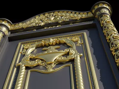 3D Door ornate gold 3D model